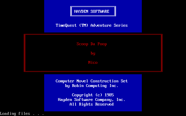 Scoop Da Poop (DOS) screenshot: Title Screen
