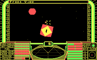 Elite (DOS) screenshot: Approaching the docking station