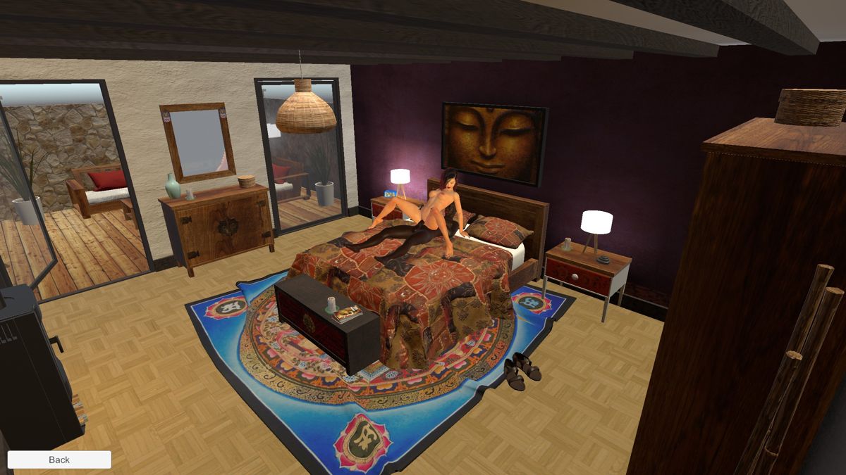 Boobs 'Em Up (Windows) screenshot: The Zen Bedroom icon opens a non interactive sex scene