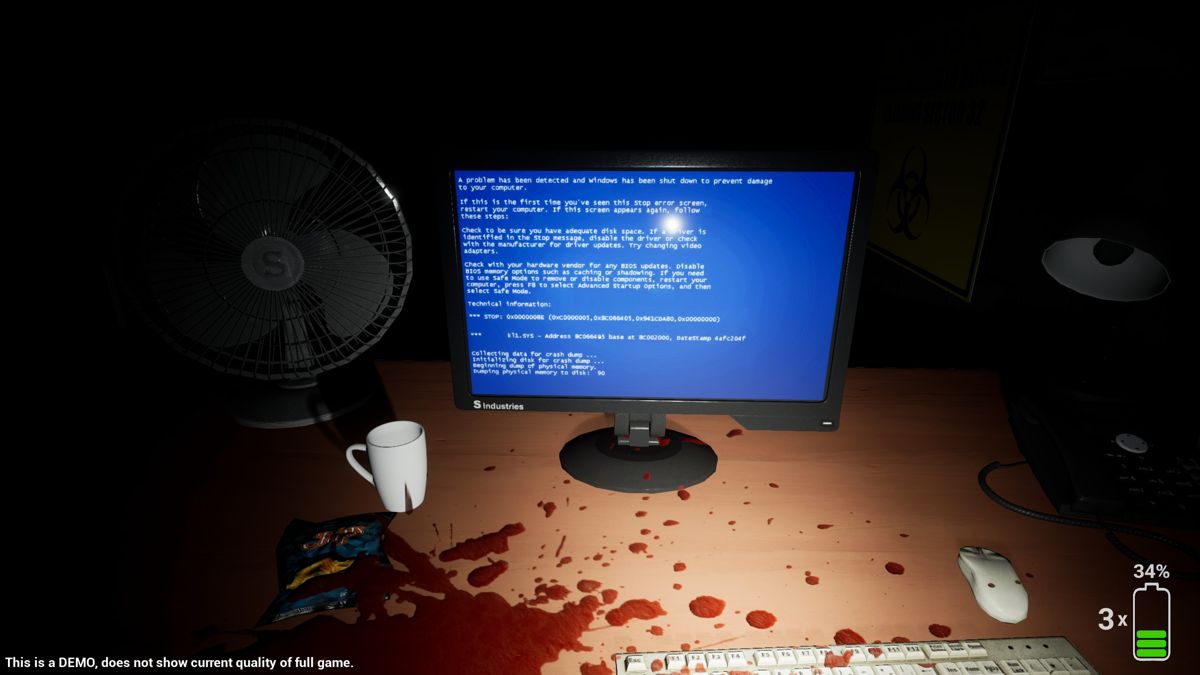 SCP: Blackout (Windows) screenshot: Aaah! The Blue Screen Of Death. Quite a nice touch I thought <br>Demo version