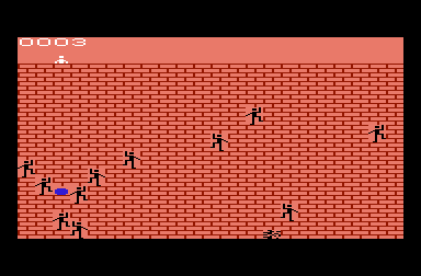 Siege (VIC-20) screenshot: Throwing a rock