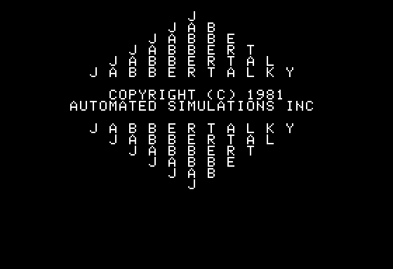 Jabbertalky (Apple II) screenshot: Title Screen