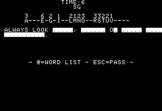 Jabbertalky (Apple II) screenshot: Solving the Puzzle