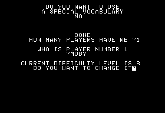 Jabbertalky (Apple II) screenshot: Setting up a Session