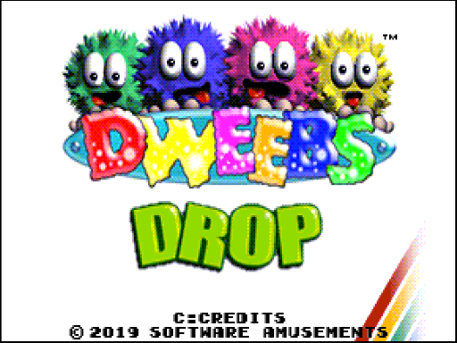 Dweebs Drop (ZX Spectrum Next) screenshot: Title screen.