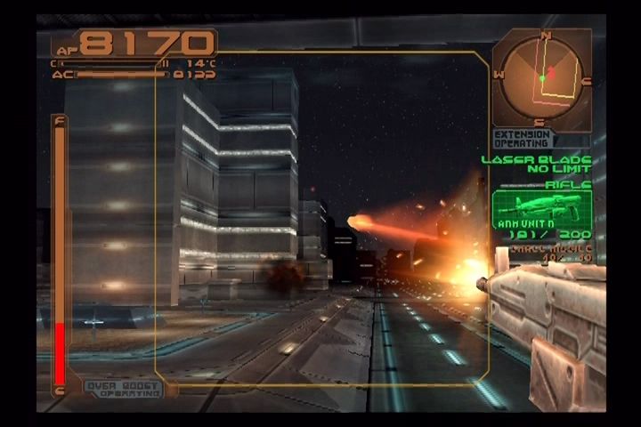 Armored Core 3 (PlayStation 2) screenshot: Secret first person view for players with an Armored Core 2 save on their card.