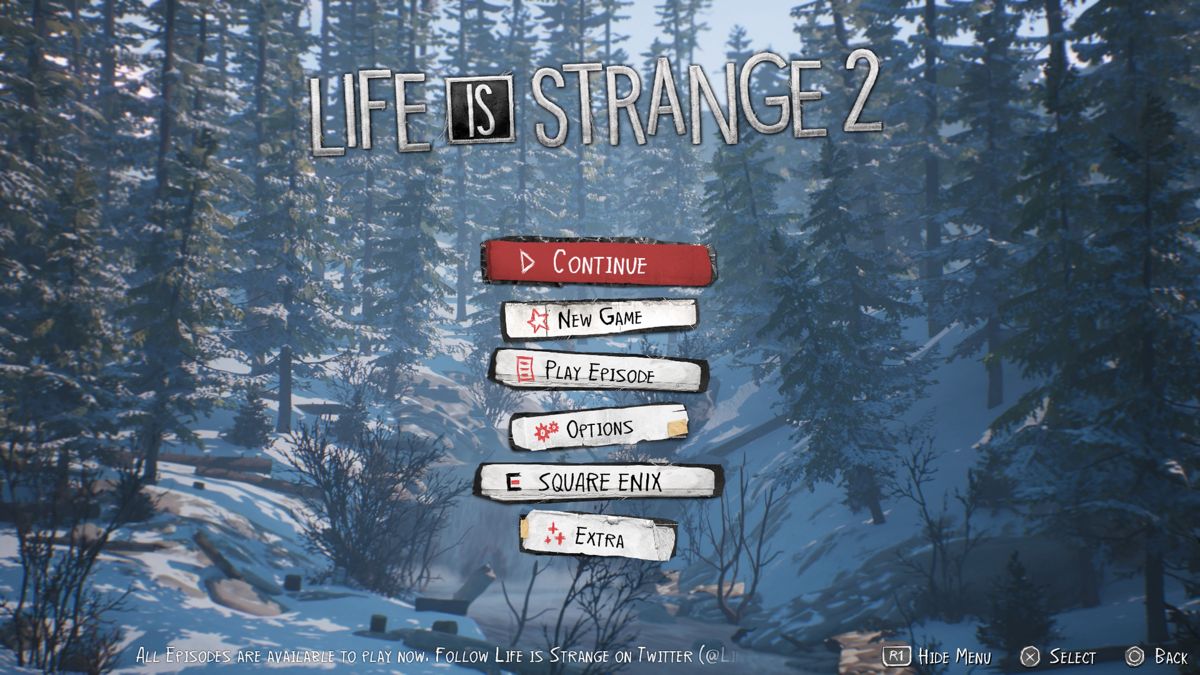 Life Is Strange 2: Episode 2 (PlayStation 4) screenshot: Main menu
