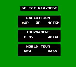 Family Tennis (NES) screenshot: Mode selection