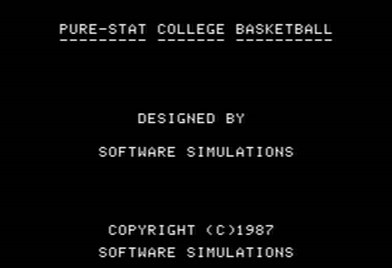 Pure-Stat College Basketball (Apple II) screenshot: Title Screen