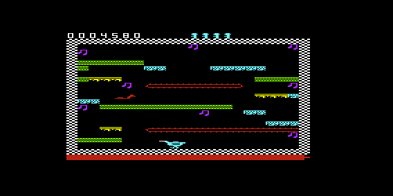 The Perils of Willy (VIC-20) screenshot: Lots of falling platforms