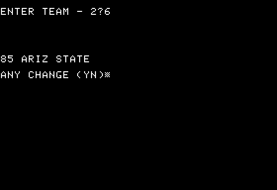 3 in 1 College & Pro Football (Apple II) screenshot: Team Selection
