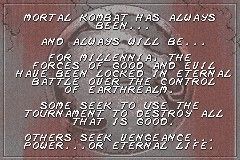 Mortal Kombat: Deadly Alliance (Game Boy Advance) screenshot: The Story