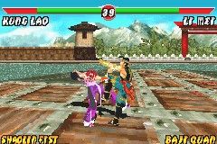 Mortal Kombat: Deadly Alliance (Game Boy Advance) screenshot: Li Mei is kicked by Kung Lao