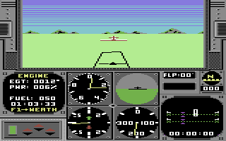 Acrojet (Commodore 64) screenshot: Flying over the runway