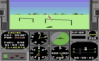 Acrojet (Commodore 64) screenshot: Can you cut the ribbon?