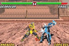 Mortal Kombat: Deadly Alliance (Game Boy Advance) screenshot: Scorpion slashes Frost