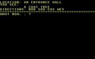 Mansion: Adventure 1 (Commodore 16, Plus/4) screenshot: Inside the mansion