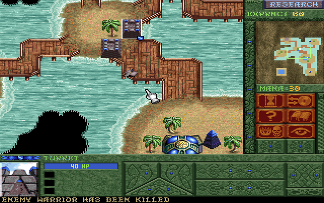 Blood & Magic (DOS) screenshot: You can transform your golems into a wall, preferably at some choke point.