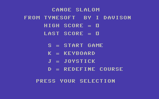 Canoe Slalom (Commodore 16, Plus/4) screenshot: Title Screen