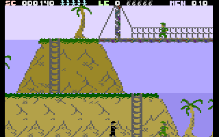 Bridgehead (Commodore 16, Plus/4) screenshot: Reached a bridge
