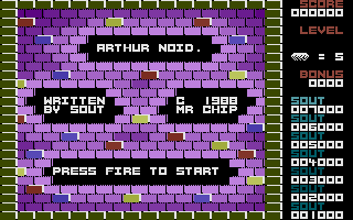 Arthur Noid (Commodore 16, Plus/4) screenshot: Title Screen