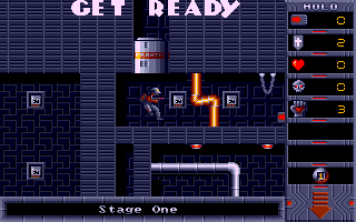 Frantis: Mission II (DOS) screenshot: The main character emerges from the escape pod.