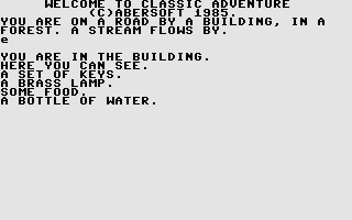 Adventure 1 (Commodore 16, Plus/4) screenshot: Inside the building