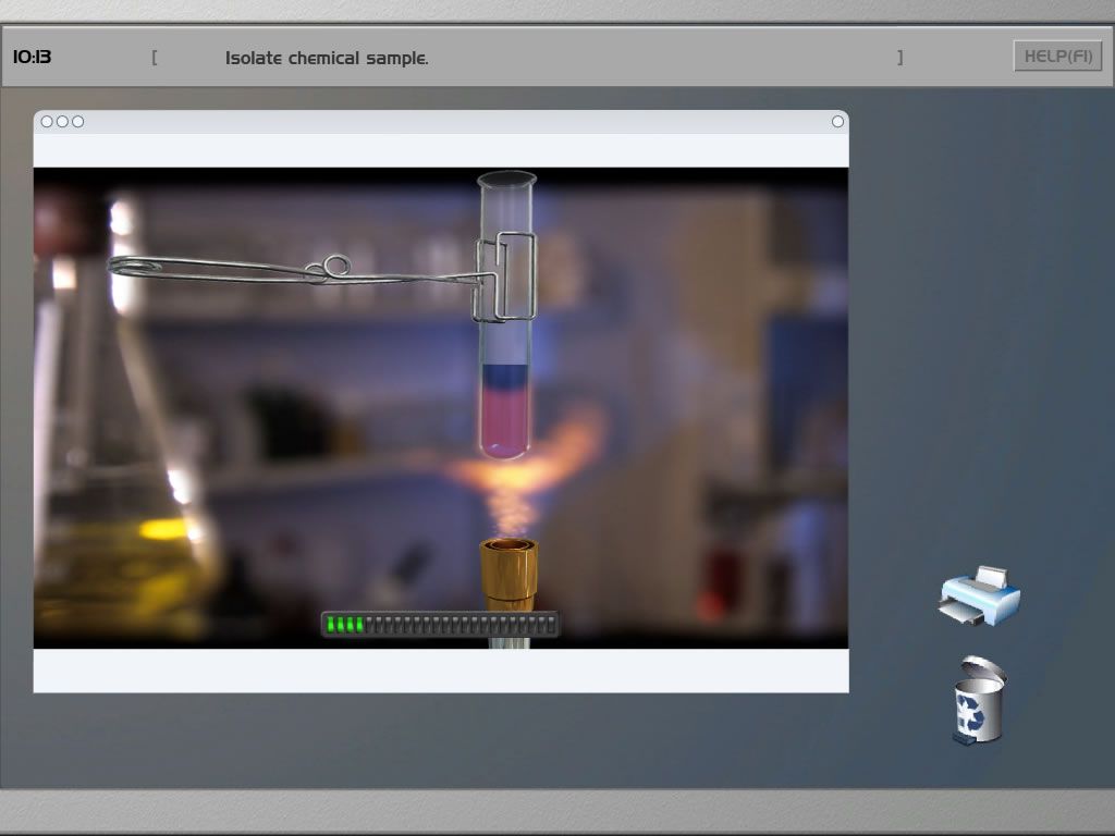 Casebook: Episode 0 - The Missing Urn (Windows) screenshot: Heating a chemical sample