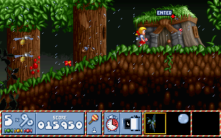 Lollypop (DOS) screenshot: The witch's house in the forest.