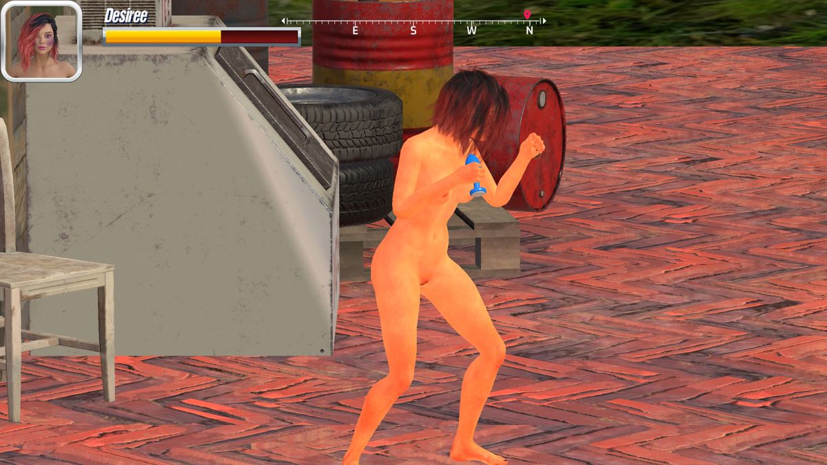 Boobs 'Em Up (Windows) screenshot: Weapons, such as this throwing butt plug, are picked up by pressing 'Z'