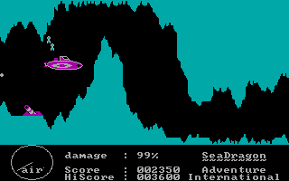 Sea Dragon (DOS) screenshot: Narrow corridor