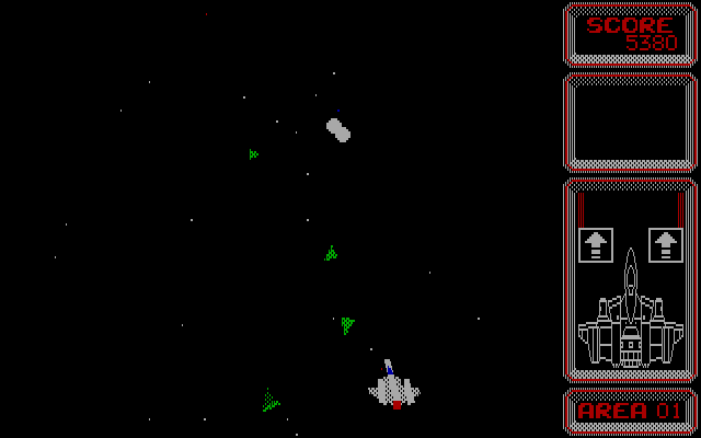 Silpheed (DOS) screenshot: Green missile-enemies