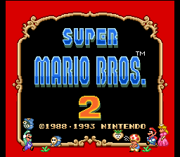 Super Mario All-Stars + Super Mario World (SNES) screenshot: Super Mario Bros. 2 title screen.