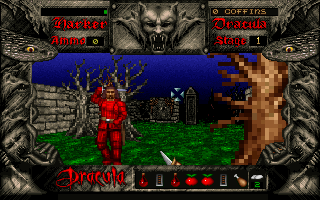 Bram Stoker's Dracula (DOS) screenshot: Dracula in his first form - Vlad the Impaler