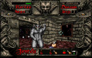 Bram Stoker's Dracula (DOS) screenshot: Werewolves are particularly dangerous - can take quite a few bullets!