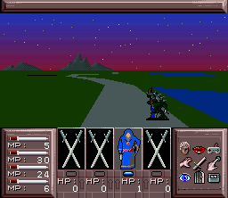 Drakkhen (SNES) screenshot: It was completely dark when we got all killed by a purple lizard