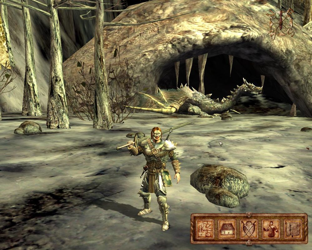 Ascension to the Throne (Windows) screenshot: Yep, that's a dragon, albeit a depressed one. Also, new armor.