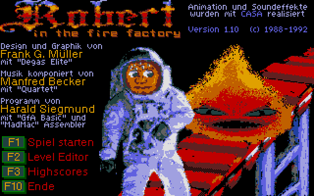 Robert in the Fire Factory (Atari ST) screenshot: Title screen