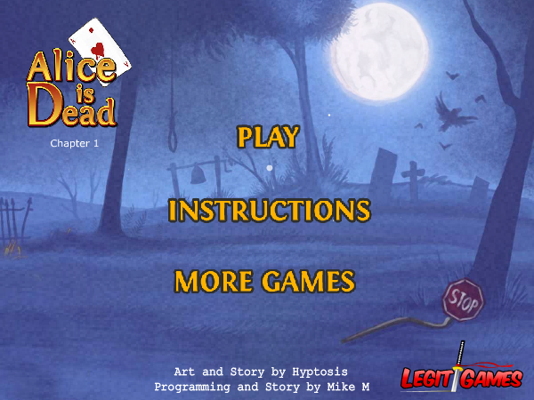Alice is Dead: Chapter 1 (Browser) screenshot: Main menu