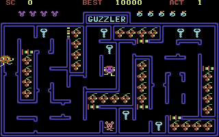 Guzzler (Commodore 64) screenshot: Collect the food