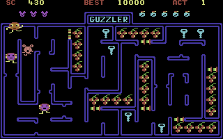 Guzzler (Commodore 64) screenshot: Your now fat