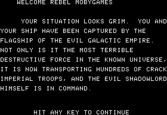 Space Adventure (Apple II) screenshot: The Story
