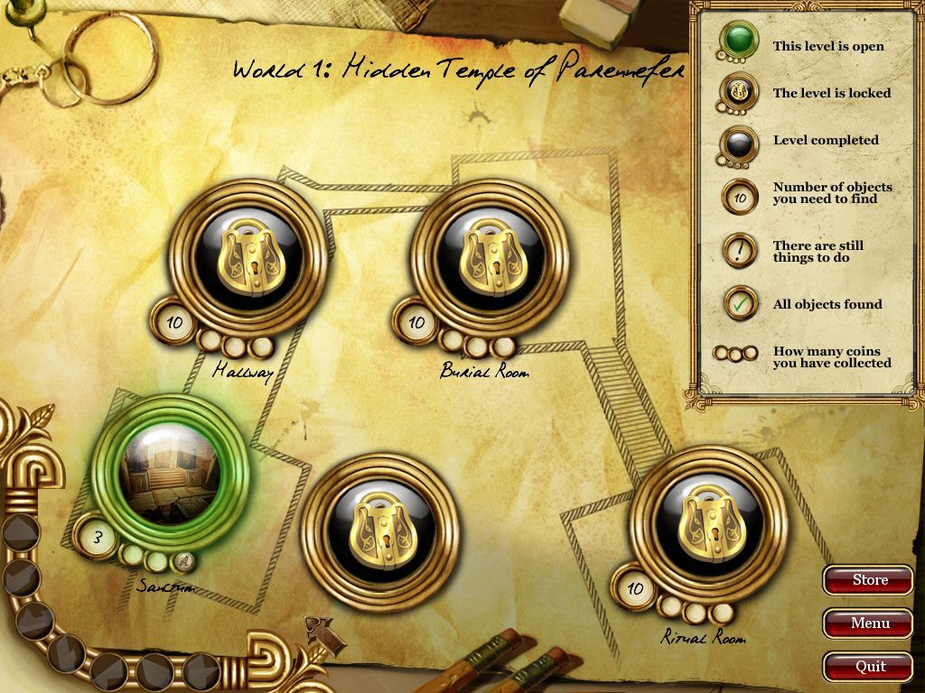 Curse of the Pharaoh: Tears of Sekhmet (Macintosh) screenshot: World 1 Hidden Temple