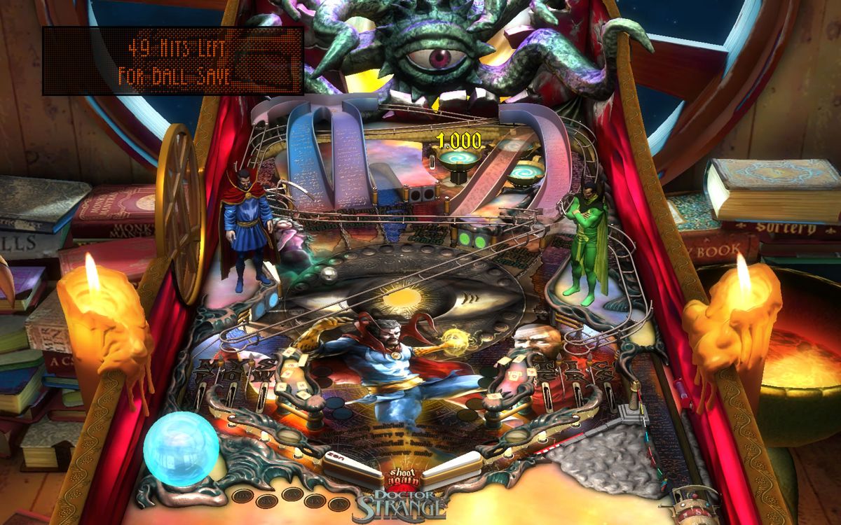 Pinball FX2: Doctor Strange (Windows) screenshot: Full table view of a game in progress