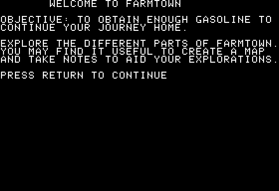 The Hangtown Trilogy (Apple II) screenshot: Farmtown Story