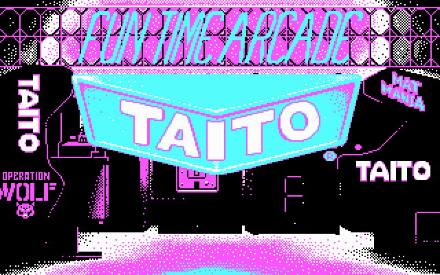 Sky Shark (DOS) screenshot: Taito fun time arcade logo - CGA