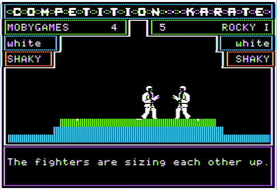Competition Karate (Apple II) screenshot: The Two Opponents Square Off