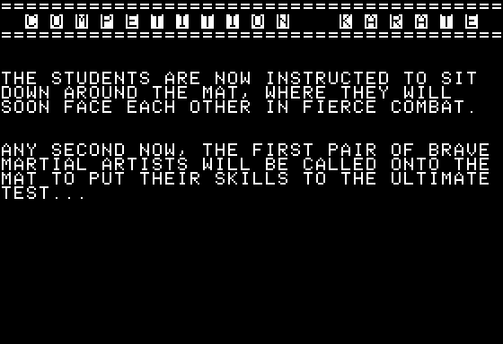 Competition Karate (Apple II) screenshot: Preparing for Battle