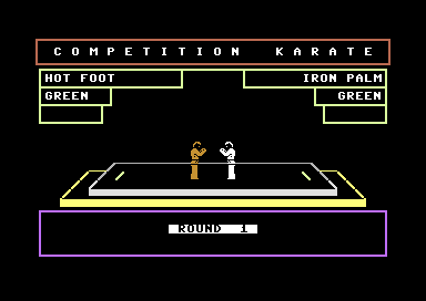 Competition Karate (Commodore 64) screenshot: The Fight Begins