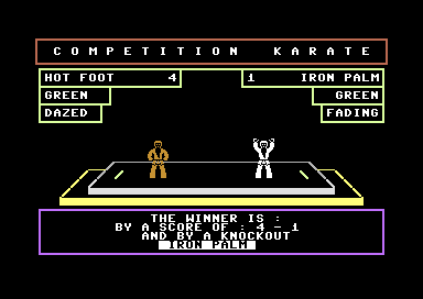 Competition Karate (Commodore 64) screenshot: Iron Palm Wins by Knockout